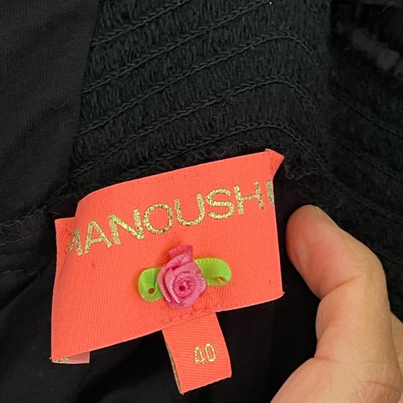 MANOUSH Tiered Ruffle Deep V neck Dress Black Size 40 
US 8 floor length - Picture 2 of 12